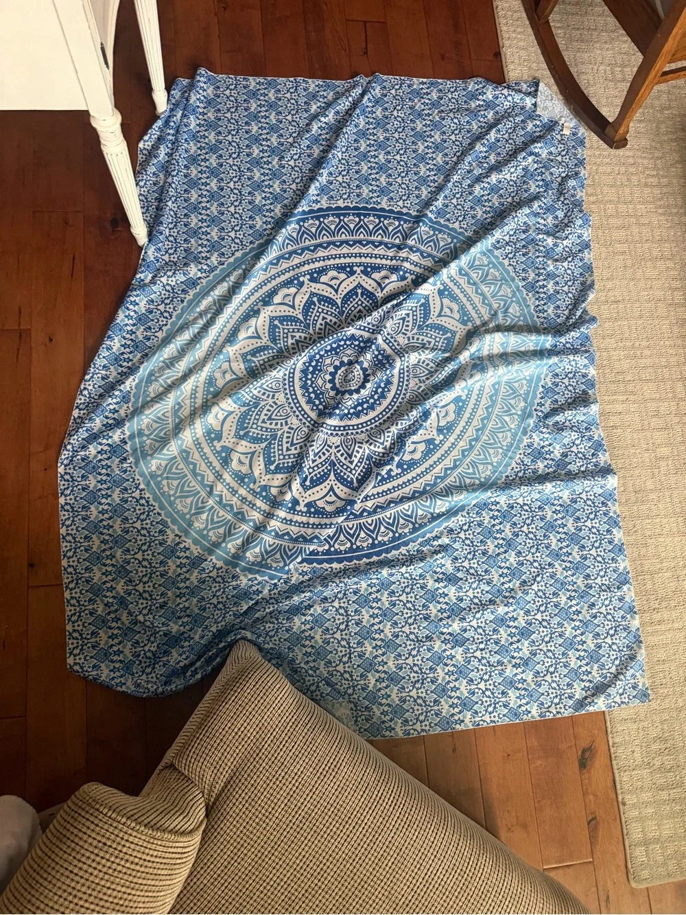 Blue Mandala Tapestry Throw
